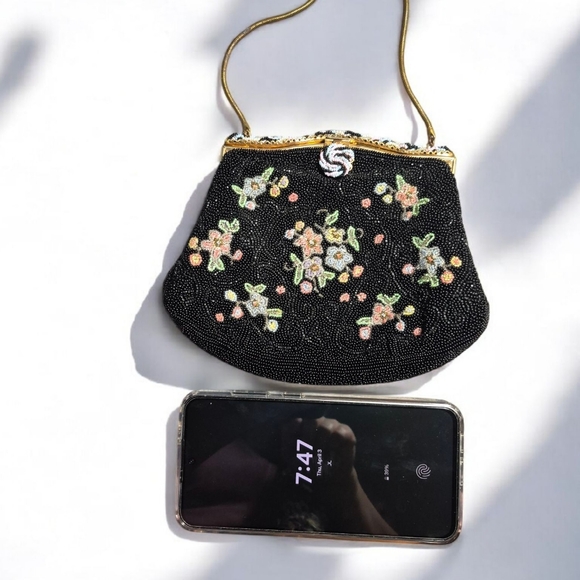 1940s beaded floral purse, Birks, made in France - Picture 11 of 12
